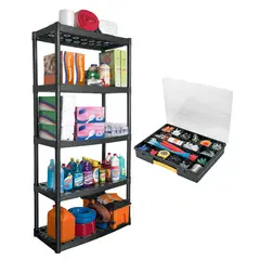 TRUPER - Kit Estante 5 Repisas + Organizador 18 Compartimentos Pretul