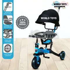 BABY - Triciclo Guiador con Capota para Niños «RODIN» de Lujo Blue