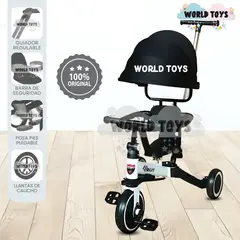 BABY - Triciclo Guiador con Capota para Niños «RODIN» de Lujo White