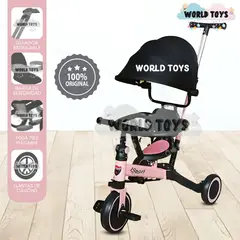 BABY - Triciclo Guiador con Capota para Niños «RODIN» de Lujo Pink