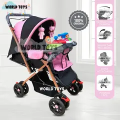 BABY - Coche Cuna con Bolso Pañalero «SHABERT GOLD» Pink