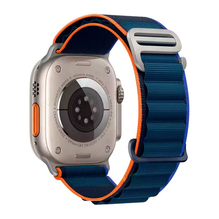 Correa de Nylon 49mm Apple Watch Ultra 2 Hebilla Plateada Azul marino