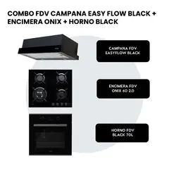 FDV - COMBO CAMPANA EASY FLOW BLACK 60 + ENCIMERA ONIX 60 2.0 GN + HORNO BLACK 70L GN