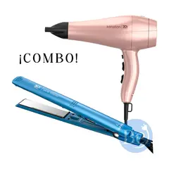 GAMA - Combo Alisadora Blue Titanio BECHS0000002426 y Secador Keration