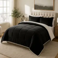 GENERICO - EDREDON 2 PLAZAS INVERNIA SET FELPA CON SHERPA + FUNDAS DE ALMOHADA