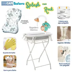 CAM - Bañera Plegable con accesorios Splash con Rack Gris