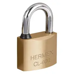 HERMEX - Candado de latón 60mm gancho cortollave de puntosblister - 43302