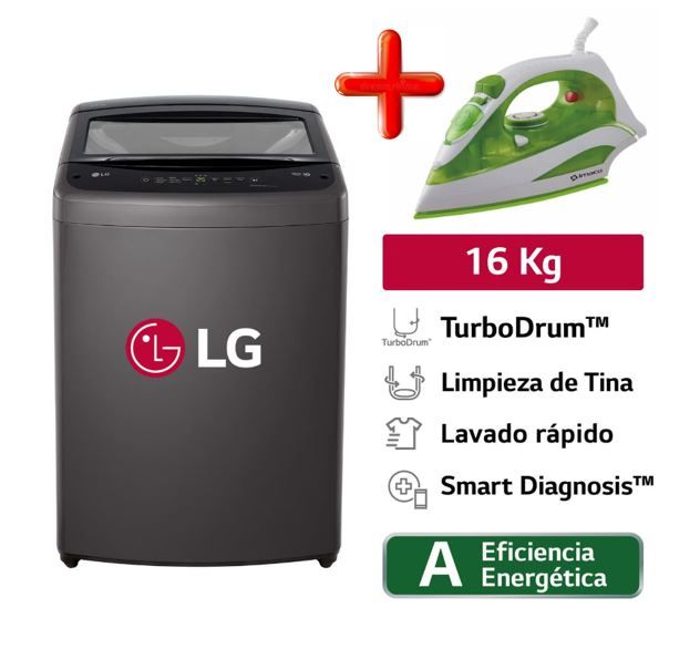 Lavadora Carga Superior 16 Kg WT16BVTB Negro Claro+plancha imaco