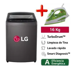 LG - Lavadora Carga Superior 16 Kg WT16BVTB Negro Claro+plancha imaco