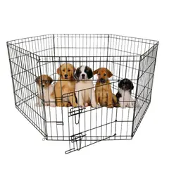 GENERICO - REJA CERCO PARA MASCOTAS 60x60CM x 6 PIEZAS PLATEADO