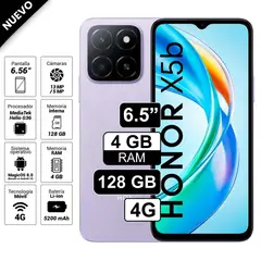 HONOR - Celular X5B 6.5 pulg 4GB RAM 128GB 50MP Morado