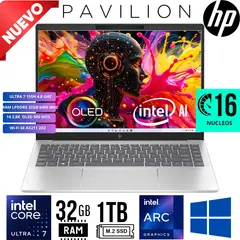 HP - LAPTOP Pavilion Plus 14 EW1002la 14" 2.8K OLED Ultra 7 155H IA RAM 32GB 6400MHZ SSD 1TB W11