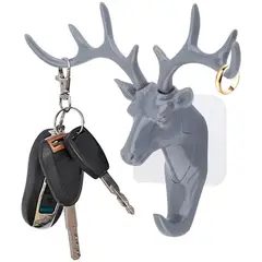 GENERICO - Porta Llaves Gancho Colgador de Pared CIERVO Gris