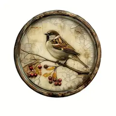 VATYERTY - Letrero redondo de madera con forma de pájaro vintage y cereza