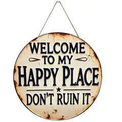 VATYERTY - Letrero redondo de madera Bienvenido a mi lugar feliz