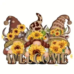 VATYERTY - Colgante de madera de girasol para puerta con mensaje de bienvenida