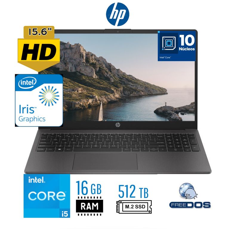 Laptop HP250 G10 intel Core i5 13va Gen Ram 16GB SSD 512GB 156 HD FREEDOS
