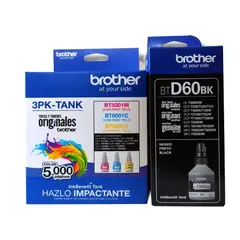 BROTHER - Kit Tinta BT5001 3PK TANK BTD60BK Cyan Magenta Amarillo Negro