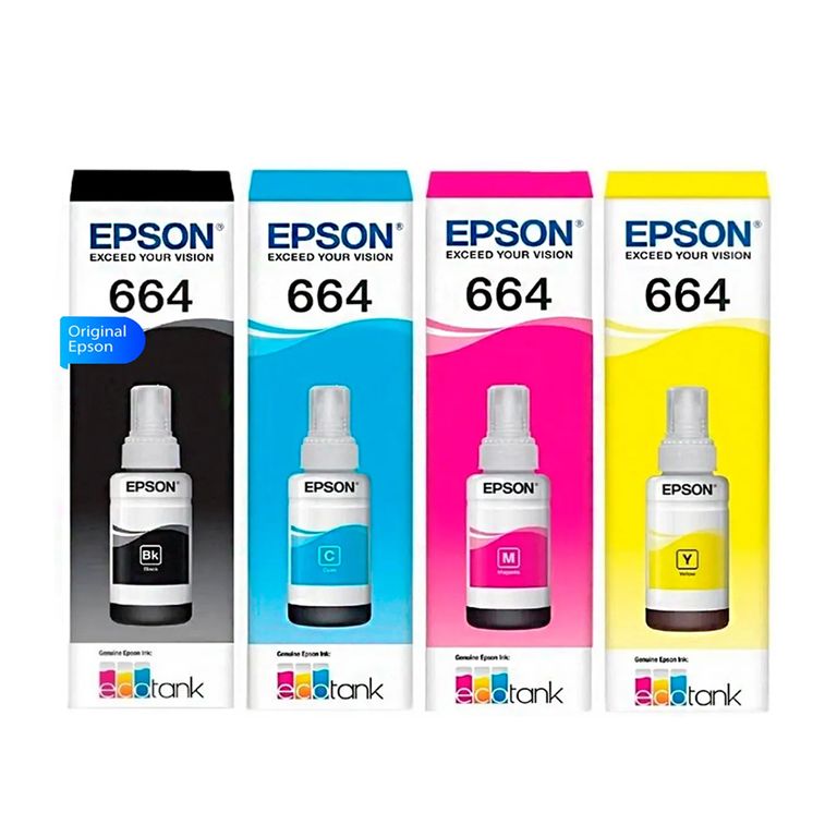 Kit de Tinta T664 De 4 Colores T664 Negro Cyan Magenta Amarillo
