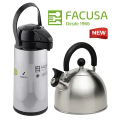 FACUSA - Combo Termo Sifón y Tetera 2 lt Acero Inoxidable
