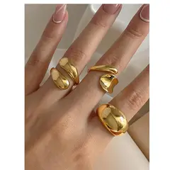 GENERICO - SET DE TRES ANILLOS CHUNKY DE ACERO INOXIDABLE