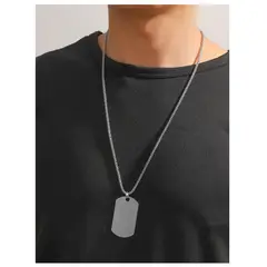 GENERICO - COLLAR ACERO INOXIDABLE DIJE PLACA MILITAR