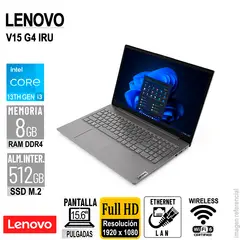 LENOVO - LAPTOP V15 G4 IRU 156 FHD TN COREI3-1315U 1245GHZ 8GB DDR4-3200MHZ SIN SISTEMA OPERATIVO
