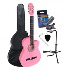 GENERICO - Guitarra acústica PINK 39″ con Funda&Parante&Afinador&Llave