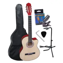 GENERICO - Guitarra acústica NATURAL 39″ Funda&Parante&Afinador&Llave