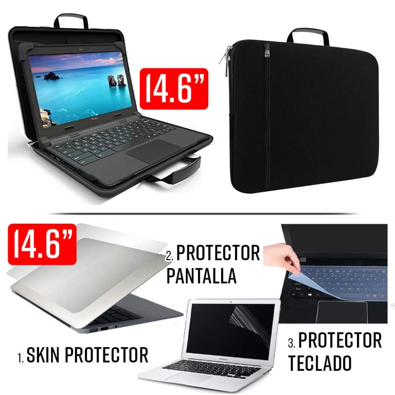 Kit Funda maletin + Skin protector pantalla teclado Laptop 14 a 14.6