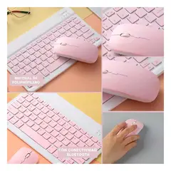 GENERICO - Pack6 Combo Teclado y Raton Rosado Y+Regalo Stickers