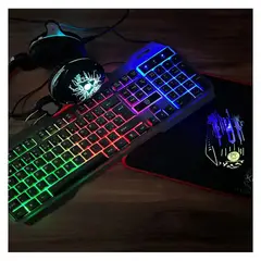 GENERICO - Pack4 Teclado Ergonomico en Negro Y+Banderitas Adhesivas