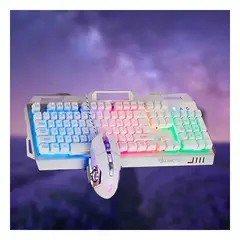 GENERICO - Pack4 Teclado Ergonomico en Blanco Y+Banderitas Adhesivas
