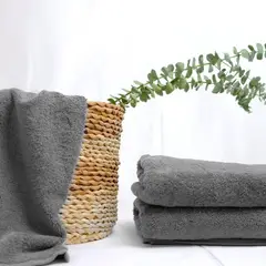 PLUMAS - Toalla de Mano 50 X 80 cm 100 % Algodón - gris