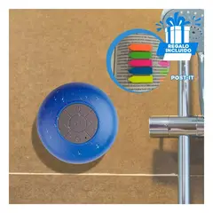 GENERICO - Parlante para Banos en Color Azul Y+Post-it Adhesivos