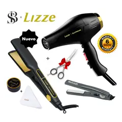 LIZZE - PLANCHA 485F Y SECADORA 2600W DE CABELLO SUPREME + MINI + TIJERA MICRO + KIT PULIDO