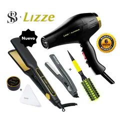 LIZZE - PLANCHA 485F Y SECADORA 2600W DE CABELLO SUPREME + MINI + CEPILLO TERMICO + KIT PULIDO
