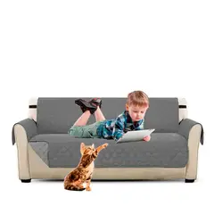 QUE PATAS PET SHOP - Funda Forro Cobertor Para Muebles De 3 Cuerpos Gris