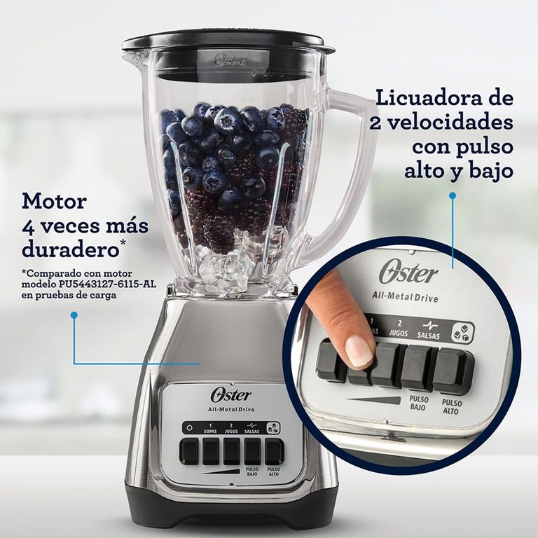 Licuadora Oster® Kaliman 2 Vel + Pulso BLSTKAG-NPB-053 Niquelada