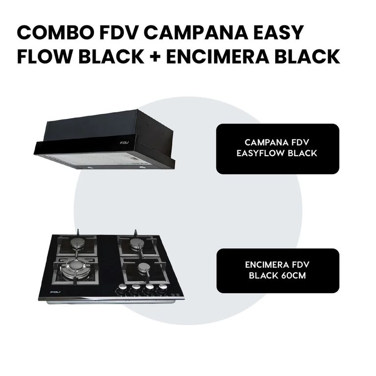 COMBO CAMPANA EASY FLOW BLACK 60 + ENCIMERA BLACK 60 GN