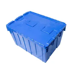 WENCO - CAJA DE PLASTICO CON TAPA ABISAGRADA AZUL 52LT - PACK 3