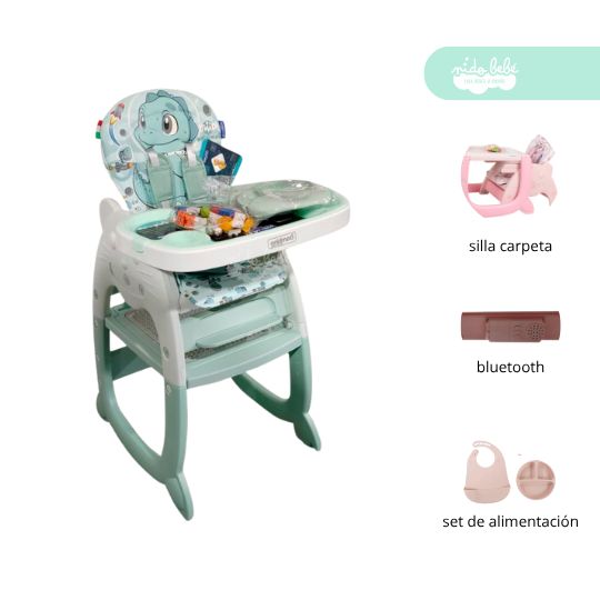 Silla Carpeta De Comer Convertible CON BLUETOOTH GREEN
