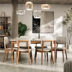 PAZART MUEBLES - COMEDOR 6 SILLAS MADERA CLASSIC LINO BEIGE