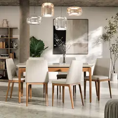 PAZART MUEBLES - COMEDOR 6 SILLAS MADERA CITY LINO BEIGE