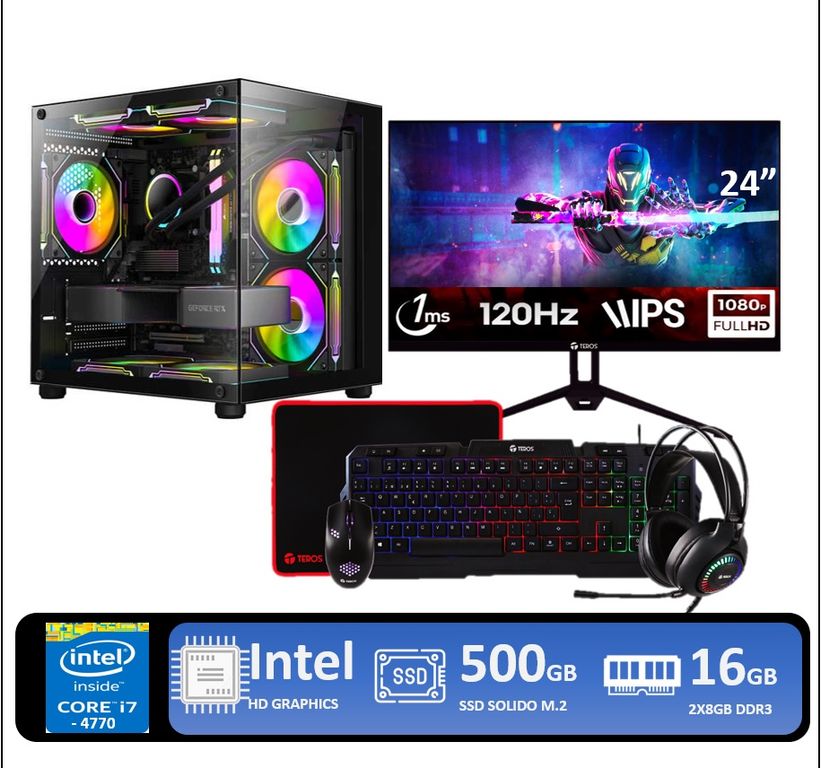 Computadora Pc Core I7 4770 Monitor 24" FULL HD RAM 16GB SSD 500GB