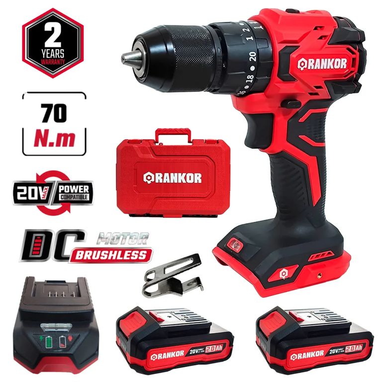Taladro Atornillador Percutor Industrial RLID20002 20V 70Nm Brushless