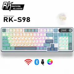 ROYAL KLUDGE - Teclado RK RK-S98 Inalambrico LIGHT CLOUD - CHARTREUSE SWITCH