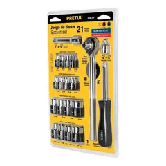 PRETUL - Juego de Ratchet y Dados 3/8" 21 Piezas