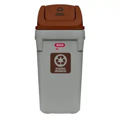 BASA - Papelera Rino Gris T/Vaiven Marron 120 Lt Ecobasa