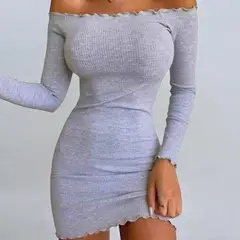 GENERICO - Vestido Casual Rip Grueso Blondas Color Gris